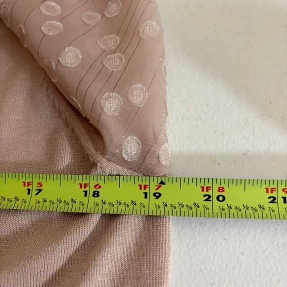 Adrianna Papell Sweater Women's Small Brown Round Neck Sheer Polka Dot Knit - Picture 8 of 8